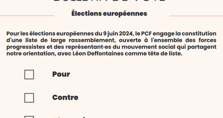 Bulletin de vote PCF